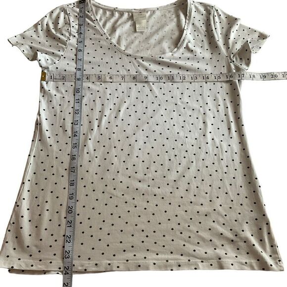 H&M Top Tee Shirt Scoop Neck Stretch White Black Polka Dots Women Size Large - Picture 5 of 9